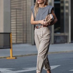 NWT WASHED EFFECT SHOULDER PAD SHIRT ❤️